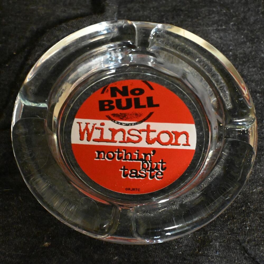 VINTAGE Winston Ashtray "NO BULL - Nothin' but Taste" Glass